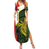 Personalised PNG Eastern Highlands Summer Maxi Dress Bird of Paradise Tattoo Flag Motif LT9 Women Green - Polynesian Pride