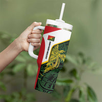 Personalised PNG Eastern Highlands Tumbler With Handle Bird of Paradise Tattoo Flag Motif LT9 - Polynesian Pride