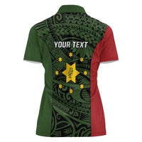 Personalised PNG Eastern Highlands Women Polo Shirt Bird of Paradise Tattoo Flag Motif LT9 - Polynesian Pride