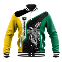 Personalised PNG Enga Province Baseball Jacket Bird of Paradise Tattoo Flag Motif LT9 Unisex Green - Polynesian Pride