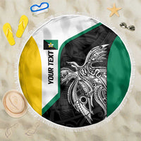 Personalised PNG Enga Province Beach Blanket Bird of Paradise Tattoo Flag Motif LT9 One Size 150cm Green - Polynesian Pride