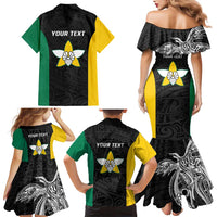 Personalised PNG Enga Province Family Matching Mermaid Dress and Hawaiian Shirt Bird of Paradise Tattoo Flag Motif LT9 - Polynesian Pride