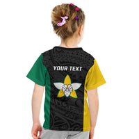 Personalised PNG Enga Province Kid T Shirt Bird of Paradise Tattoo Flag Motif LT9 - Polynesian Pride