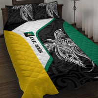 Personalised PNG Enga Province Quilt Bed Set Bird of Paradise Tattoo Flag Motif LT9 Green - Polynesian Pride