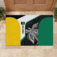 Personalised PNG Enga Province Rubber Doormat Bird of Paradise Tattoo Flag Motif LT9 Green - Polynesian Pride