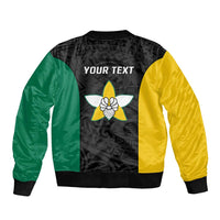 Personalised PNG Enga Province Sleeve Zip Bomber Jacket Bird of Paradise Tattoo Flag Motif LT9 - Polynesian Pride