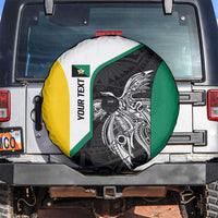 Personalised PNG Enga Province Spare Tire Cover Bird of Paradise Tattoo Flag Motif LT9 Green - Polynesian Pride