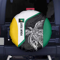 Personalised PNG Enga Province Spare Tire Cover Bird of Paradise Tattoo Flag Motif LT9 No hole Green - Polynesian Pride