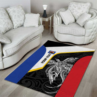 Personalised PNG Gulf Province Area Rug Bird of Paradise Tattoo Flag Motif LT9 - Polynesian Pride
