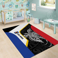 Personalised PNG Gulf Province Area Rug Bird of Paradise Tattoo Flag Motif LT9 - Polynesian Pride