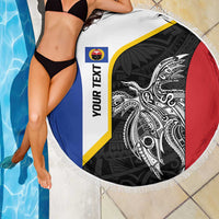 Personalised PNG Gulf Province Beach Blanket Bird of Paradise Tattoo Flag Motif LT9 - Polynesian Pride