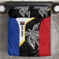 Personalised PNG Gulf Province Bedding Set Bird of Paradise Tattoo Flag Motif LT9 Black - Polynesian Pride