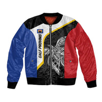 Personalised PNG Gulf Province Bomber Jacket Bird of Paradise Tattoo Flag Motif LT9 Unisex Black - Polynesian Pride