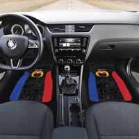 Personalised PNG Gulf Province Car Mats Bird of Paradise Tattoo Flag Motif LT9 Set 2pcs - Front Black - Polynesian Pride