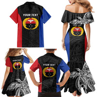 Personalised PNG Gulf Province Family Matching Mermaid Dress and Hawaiian Shirt Bird of Paradise Tattoo Flag Motif LT9 - Polynesian Pride