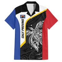 Personalised PNG Gulf Province Family Matching Off The Shoulder Long Sleeve Dress and Hawaiian Shirt Bird of Paradise Tattoo Flag Motif LT9 Dad's Shirt - Short Sleeve Black - Polynesian Pride