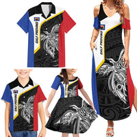 Personalised PNG Gulf Province Family Matching Summer Maxi Dress and Hawaiian Shirt Bird of Paradise Tattoo Flag Motif LT9 - Polynesian Pride