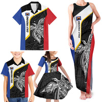 Personalised PNG Gulf Province Family Matching Tank Maxi Dress and Hawaiian Shirt Bird of Paradise Tattoo Flag Motif LT9 - Polynesian Pride