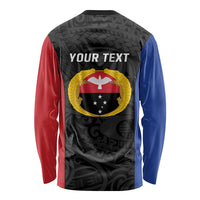 Personalised PNG Gulf Province Long Sleeve Shirt Bird of Paradise Tattoo Flag Motif LT9 - Polynesian Pride