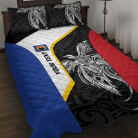 Personalised PNG Gulf Province Quilt Bed Set Bird of Paradise Tattoo Flag Motif LT9 Black - Polynesian Pride