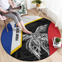 Personalised PNG Gulf Province Round Carpet Bird of Paradise Tattoo Flag Motif LT9 - Polynesian Pride