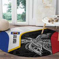 Personalised PNG Gulf Province Round Carpet Bird of Paradise Tattoo Flag Motif LT9 - Polynesian Pride