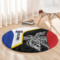 Personalised PNG Gulf Province Round Carpet Bird of Paradise Tattoo Flag Motif LT9 - Polynesian Pride