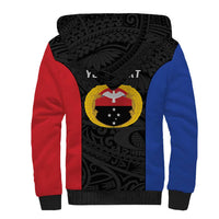 Personalised PNG Gulf Province Sherpa Hoodie Bird of Paradise Tattoo Flag Motif LT9 - Polynesian Pride