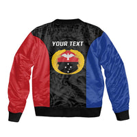 Personalised PNG Gulf Province Sleeve Zip Bomber Jacket Bird of Paradise Tattoo Flag Motif LT9 - Polynesian Pride