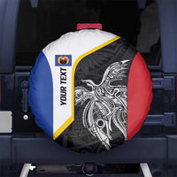 Personalised PNG Gulf Province Spare Tire Cover Bird of Paradise Tattoo Flag Motif LT9 No hole Black - Polynesian Pride