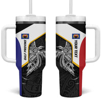 Personalised PNG Gulf Province Tumbler With Handle Bird of Paradise Tattoo Flag Motif LT9 One Size: 40 oz Black - Polynesian Pride