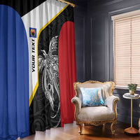 Personalised PNG Gulf Province Window Curtain Bird of Paradise Tattoo Flag Motif LT9 - Polynesian Pride