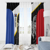 Personalised PNG Gulf Province Window Curtain Bird of Paradise Tattoo Flag Motif LT9 - Polynesian Pride