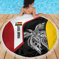 Personalised PNG Madang Province Beach Blanket Bird of Paradise Tattoo Flag Motif LT9 - Polynesian Pride