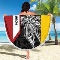 Personalised PNG Madang Province Beach Blanket Bird of Paradise Tattoo Flag Motif LT9 - Polynesian Pride