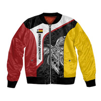 Personalised PNG Madang Province Bomber Jacket Bird of Paradise Tattoo Flag Motif LT9 Unisex Yellow - Polynesian Pride