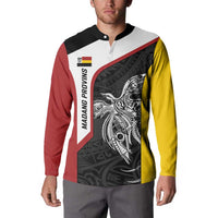 Personalised PNG Madang Province Button Sweatshirt Bird of Paradise Tattoo Flag Motif LT9 - Polynesian Pride