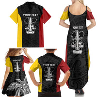 Personalised PNG Madang Province Family Matching Summer Maxi Dress and Hawaiian Shirt Bird of Paradise Tattoo Flag Motif LT9 - Polynesian Pride