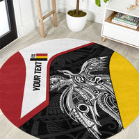 Personalised PNG Madang Province Round Carpet Bird of Paradise Tattoo Flag Motif LT9 Yellow - Polynesian Pride