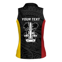 Personalised PNG Madang Province Women Sleeveless Polo Shirt Bird of Paradise Tattoo Flag Motif LT9 - Polynesian Pride