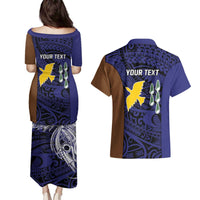 Personalised PNG Manus Province Couples Matching Puletasi and Hawaiian Shirt Bird of Paradise Tattoo Flag Motif LT9 - Polynesian Pride
