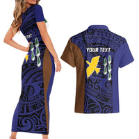 Personalised PNG Manus Province Couples Matching Short Sleeve Bodycon Dress and Hawaiian Shirt Bird of Paradise Tattoo Flag Motif LT9 - Polynesian Pride