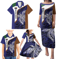 Personalised PNG Manus Province Family Matching Puletasi and Hawaiian Shirt Bird of Paradise Tattoo Flag Motif LT9 - Polynesian Pride