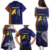 Personalised PNG Manus Province Family Matching Puletasi and Hawaiian Shirt Bird of Paradise Tattoo Flag Motif LT9 - Polynesian Pride
