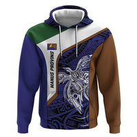Personalised PNG Manus Province Hoodie Bird of Paradise Tattoo Flag Motif LT9 Pullover Hoodie Blue - Polynesian Pride