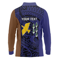 Personalised PNG Manus Province Long Sleeve Polo Shirt Bird of Paradise Tattoo Flag Motif LT9 - Polynesian Pride