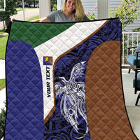 Personalised PNG Manus Province Quilt Bird of Paradise Tattoo Flag Motif LT9 Blue - Polynesian Pride