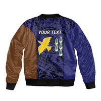 Personalised PNG Manus Province Sleeve Zip Bomber Jacket Bird of Paradise Tattoo Flag Motif LT9 - Polynesian Pride