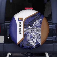 Personalised PNG Manus Province Spare Tire Cover Bird of Paradise Tattoo Flag Motif LT9 No hole Blue - Polynesian Pride
