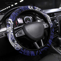 PNG Manus Province Steering Wheel Cover Bird of Paradise Tattoo Flag Motif LT9 Universal Fit Blue - Polynesian Pride